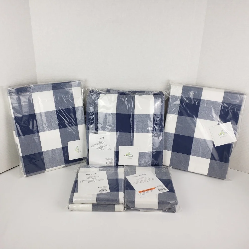 Carousel Woven Buffalo Check 5pc Crib Bedding Set